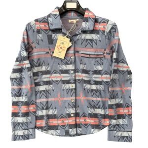 Faherty Pajama Small Womens Pajama Top Shirt Doug Good Feather Sunset Star Aztec